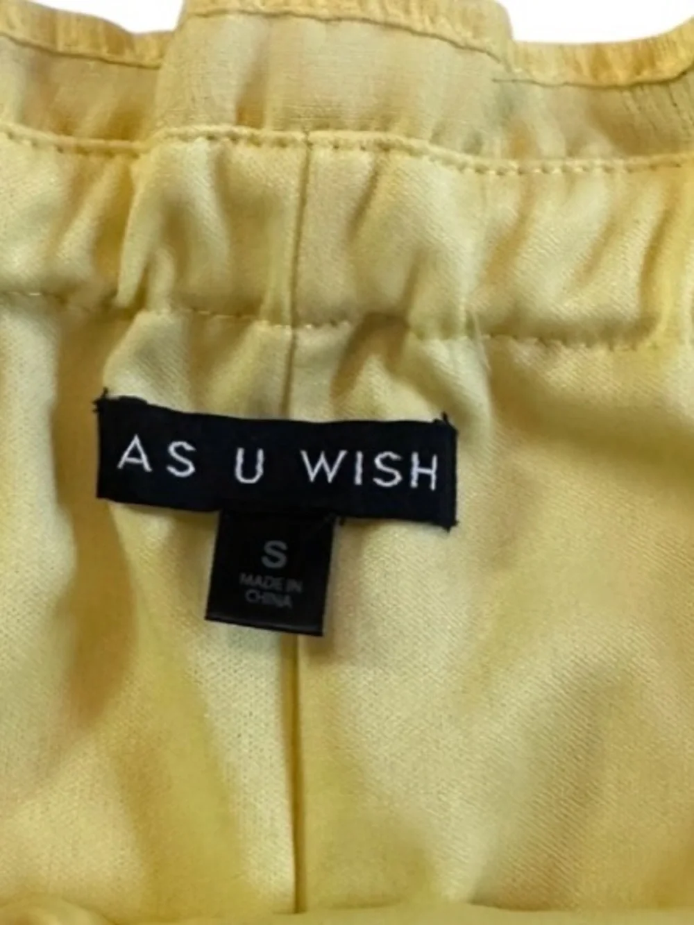 AS U Wish Butter Yellow Off Shoulder Dress Scallop Hem Chiffon Mini Dress Size S
